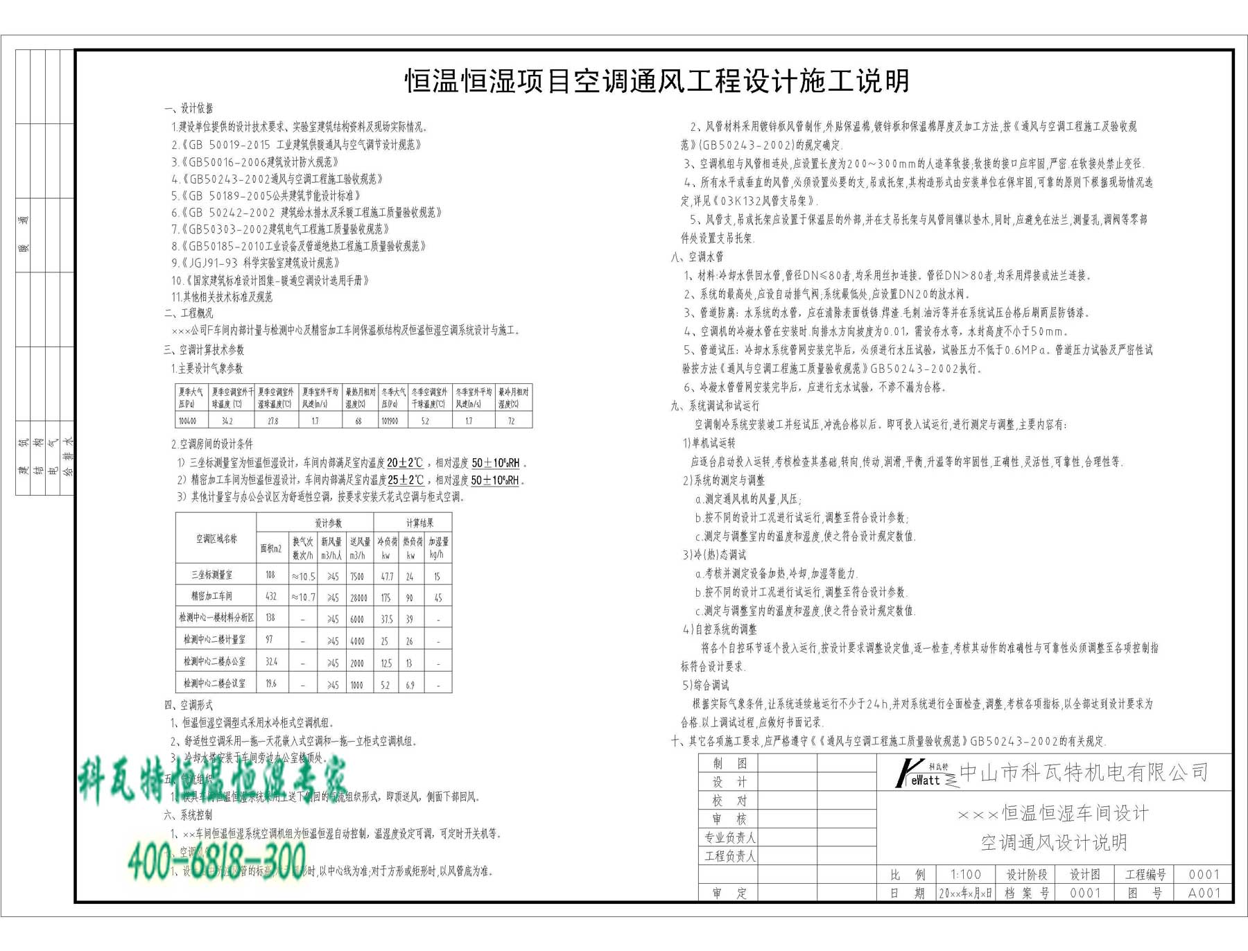 恒溫恒濕車間項(xiàng)目實(shí)施說明書